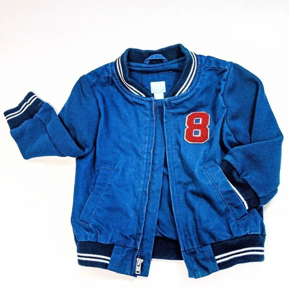 Baby Gap Blue Baseball Jacket Sz 12-18m